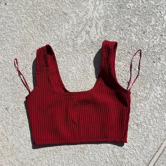 Windsor Tops - Windsor Burgundy Ribbed Crop Top